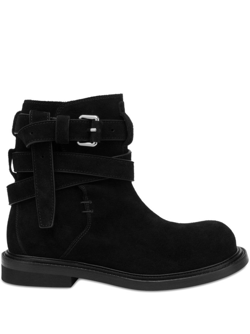 Moschino Adjustable Buckle Black Ankle Boots