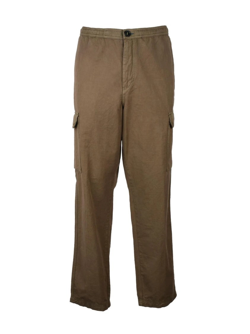 Ps Paul Smith Green Cargo Cotton-Linen Pants