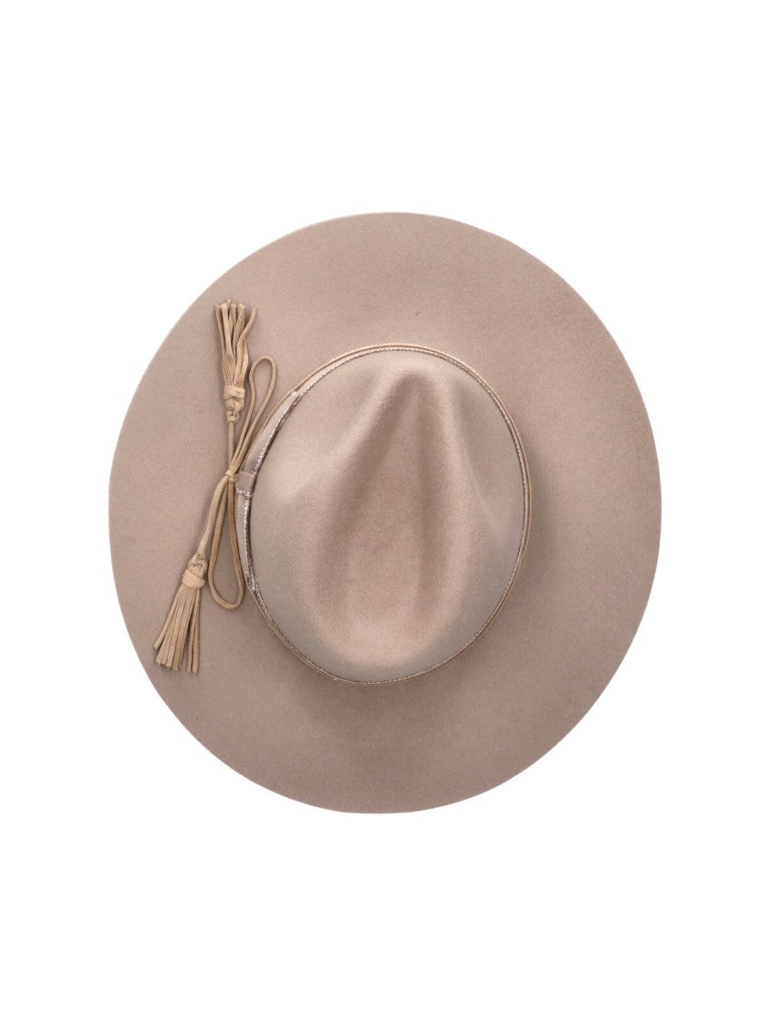 Golden Goose Taupe Leather-Trimmed Wool Fedora