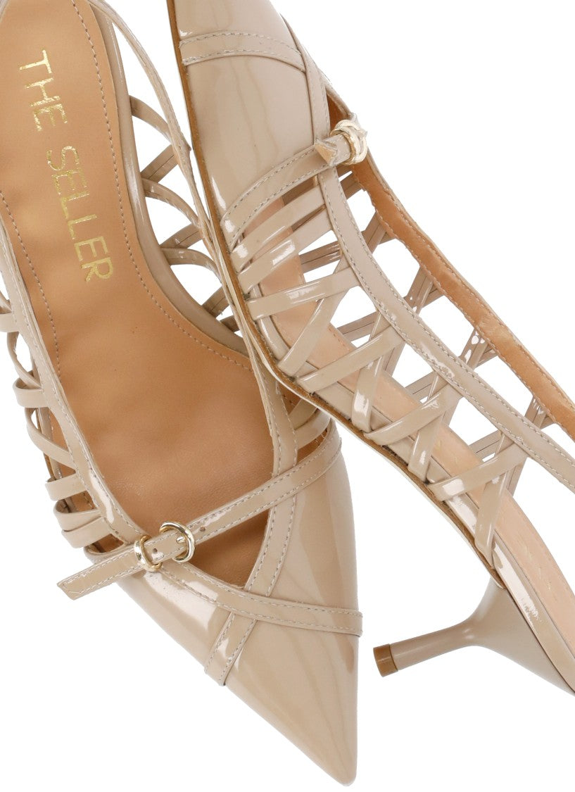 The Seller Pink Arrow Toe Polished Leather Pumps