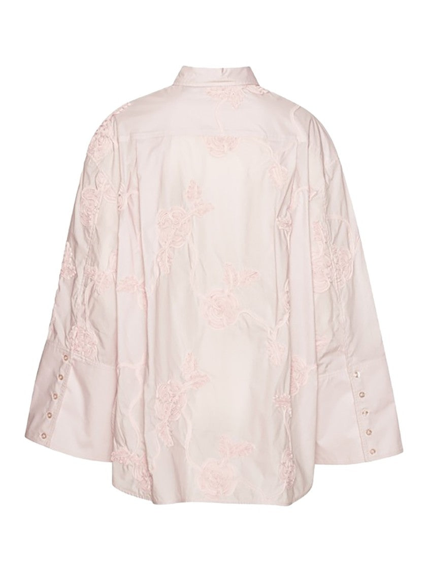 Rotate Birger Christensen Oversized Floral Embroidery Cotton Shirt