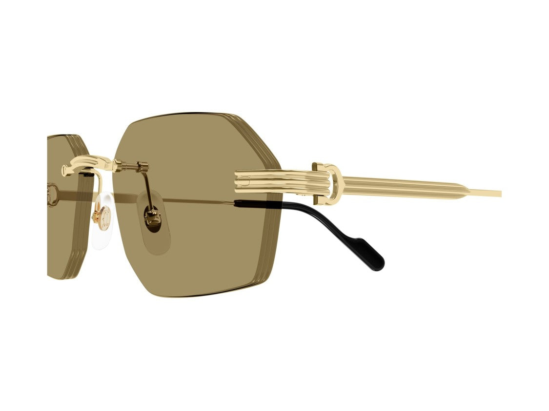 Cartier Gold Ct0616s Rimless Hexagonal Sunglasses