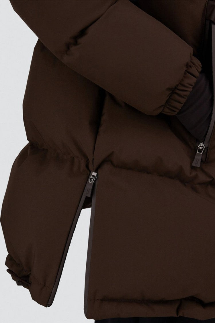 Herno Dark Brown Hooded Polyester Puffer Jacket