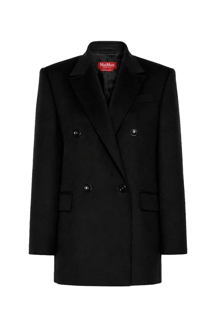 Max Mara Black Msthobby Double-Breasted Virgin Wool Blazer