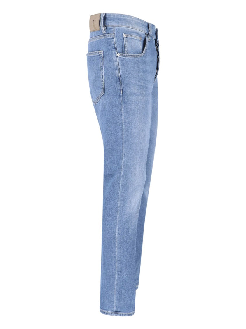 Pt Torino Blue Straight-Leg Stretch Cotton Jeans