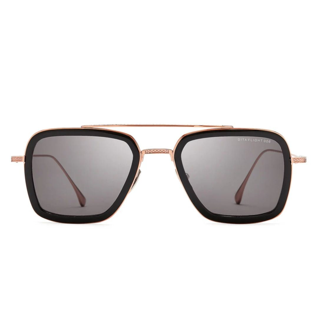 Dita Flight.006 Bold Square Frame Sunglasses With Rose Gold Finish