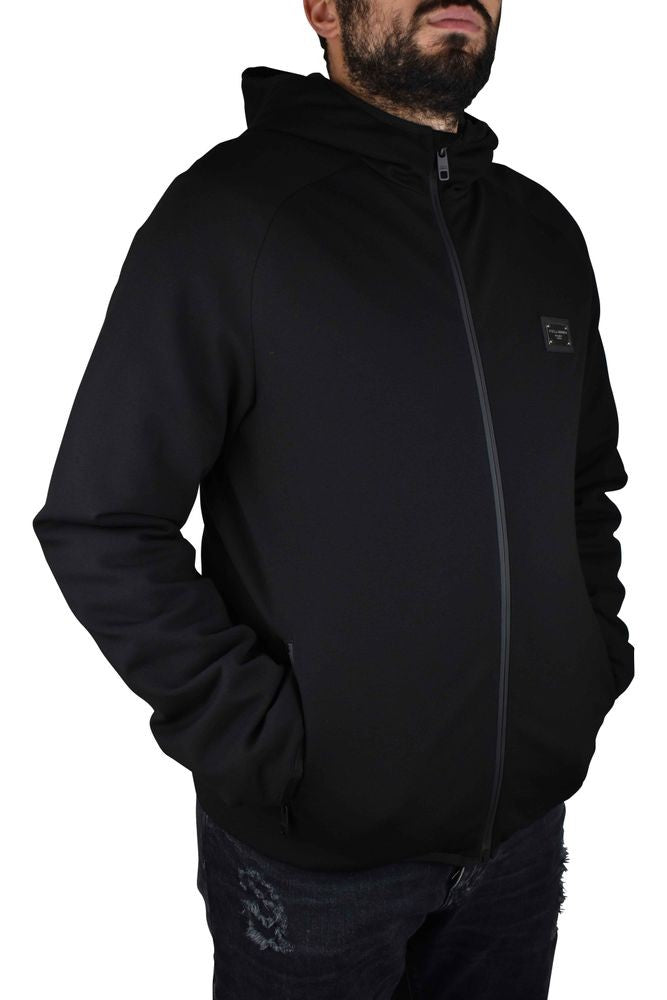 Dolce & Gabbana Hooded Black Vest In Stretch Technical Jersey