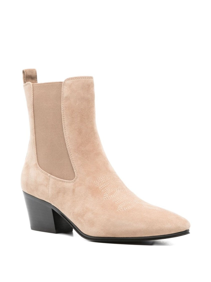 Twin-Set Pointed Toe Boots With Moderate Heel And Smooth Finish
