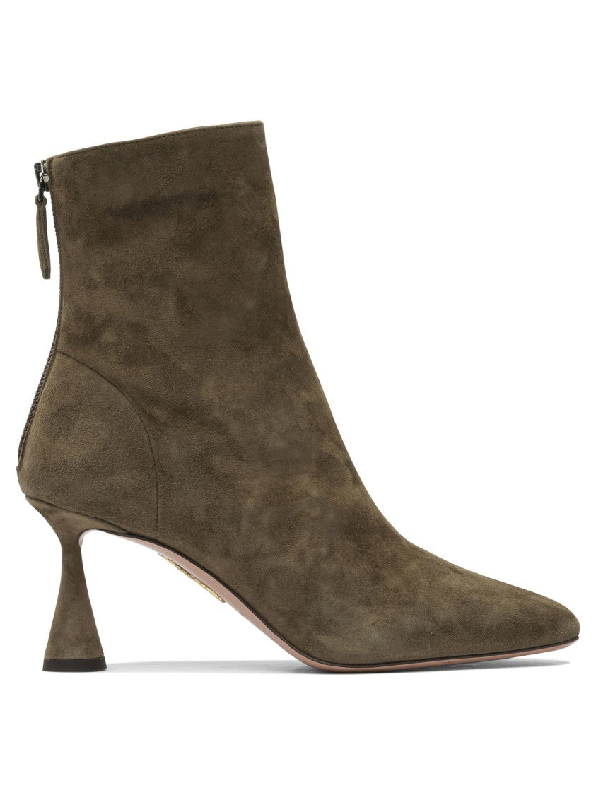 Aquazzura Pointed Toe Green Suede Ankle Boots