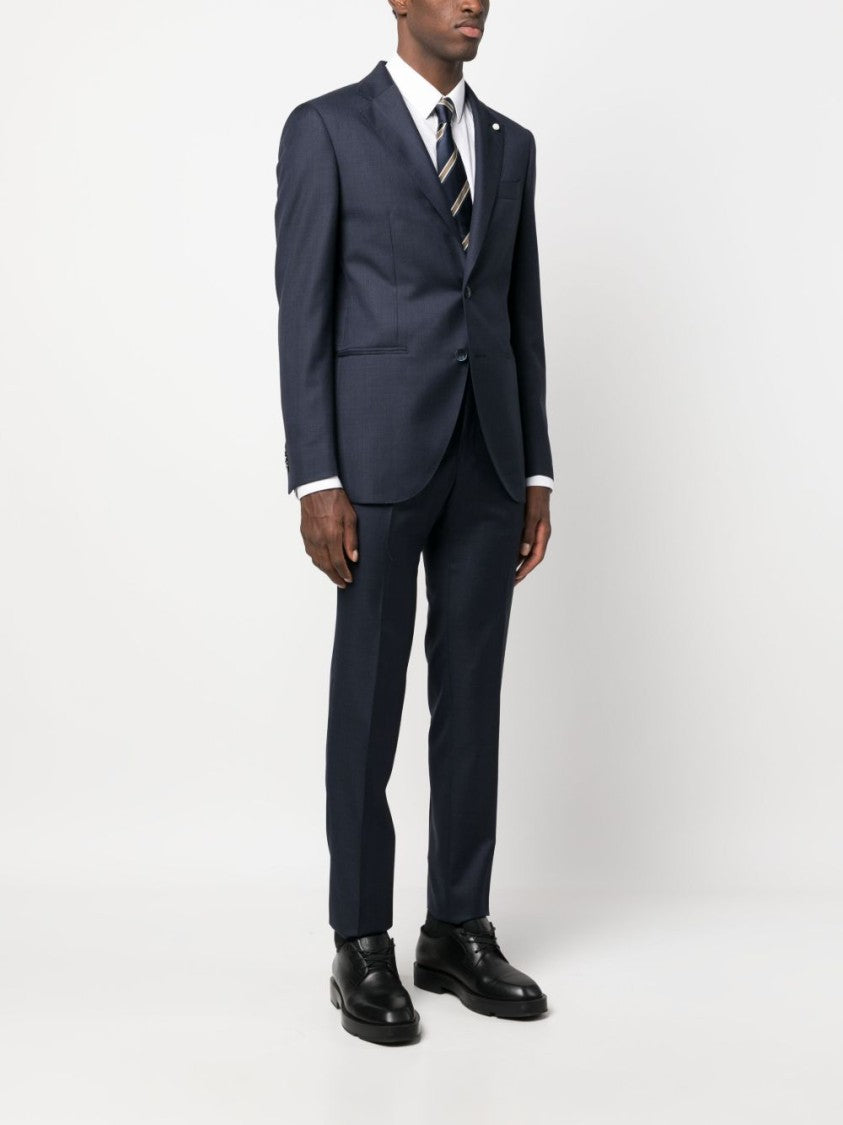 Luigi Bianchi Blue Virgin Wool Suit