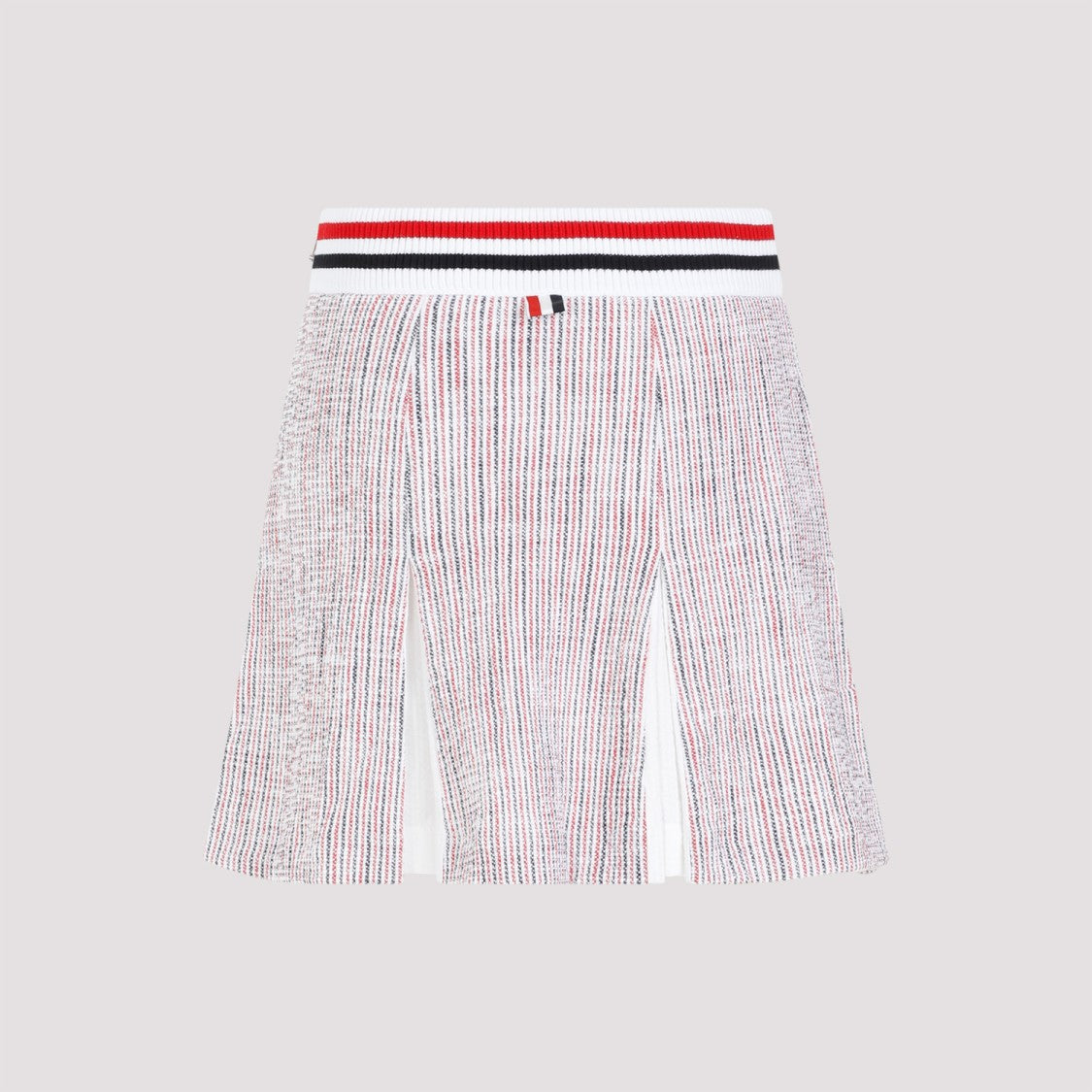 Thom Browne White Cotton Box Pleated Mini Skirt