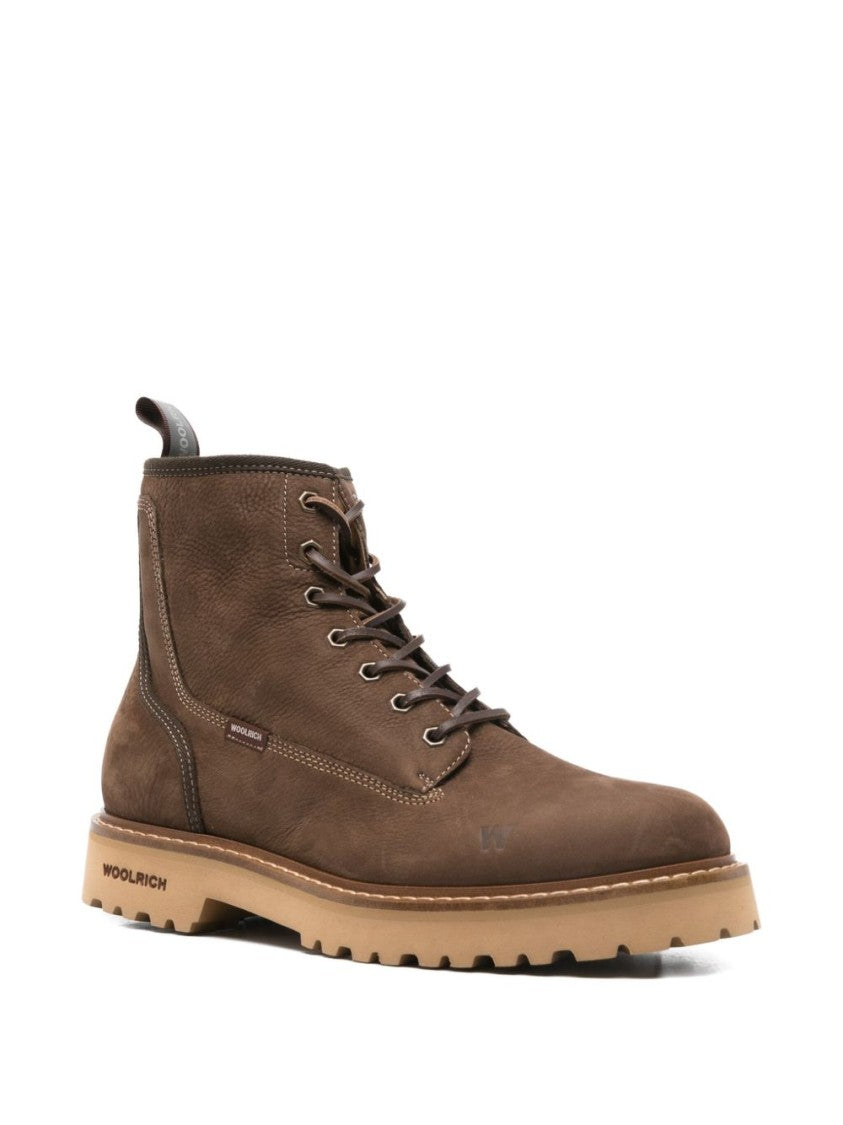 Woolrich Brown Calf Leather Ankle Boots