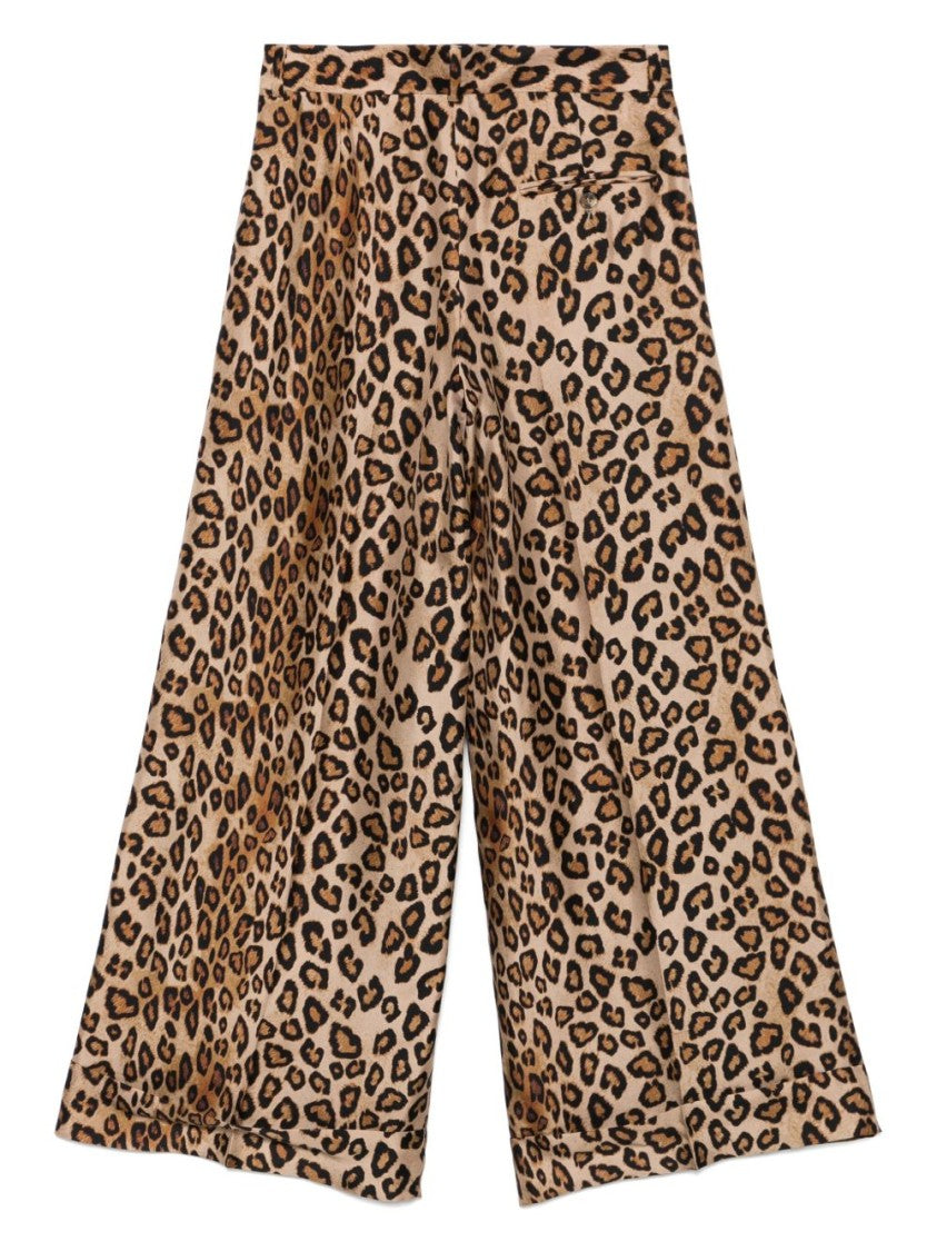 Alberto Biani Wide-Leg Trousers With Leopard Print Design