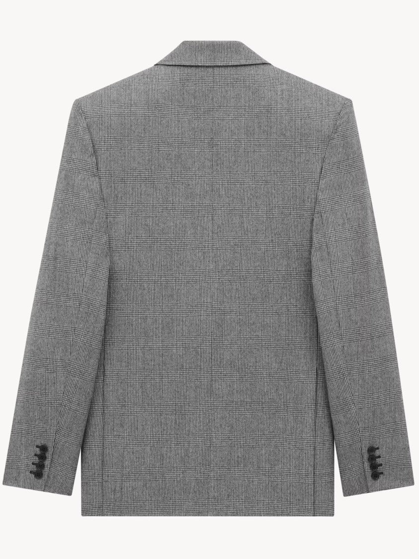 Saint Laurent Grey Blazer Tailored Checkered Blazer