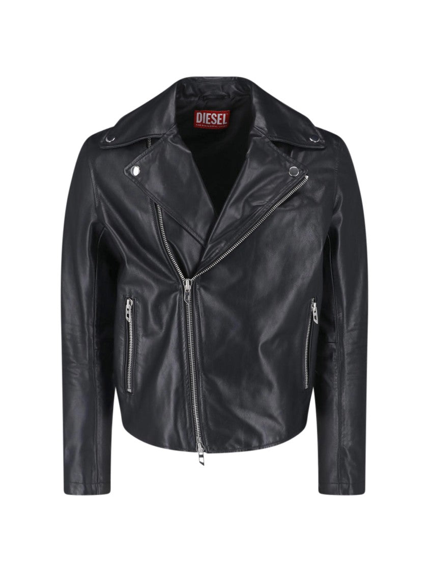 Diesel Classic Biker Jacket With Asymmetrical Zipper