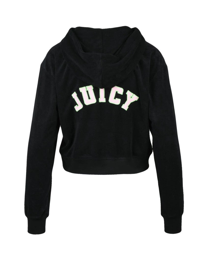 Juicy Couture Black Cropped Sponge Hoodie