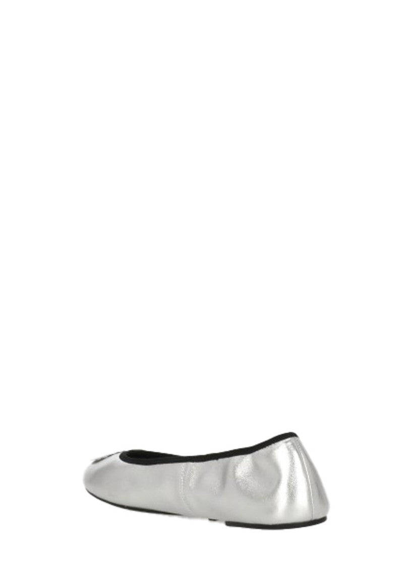 Tory Burch Silver Reva Leather Flats