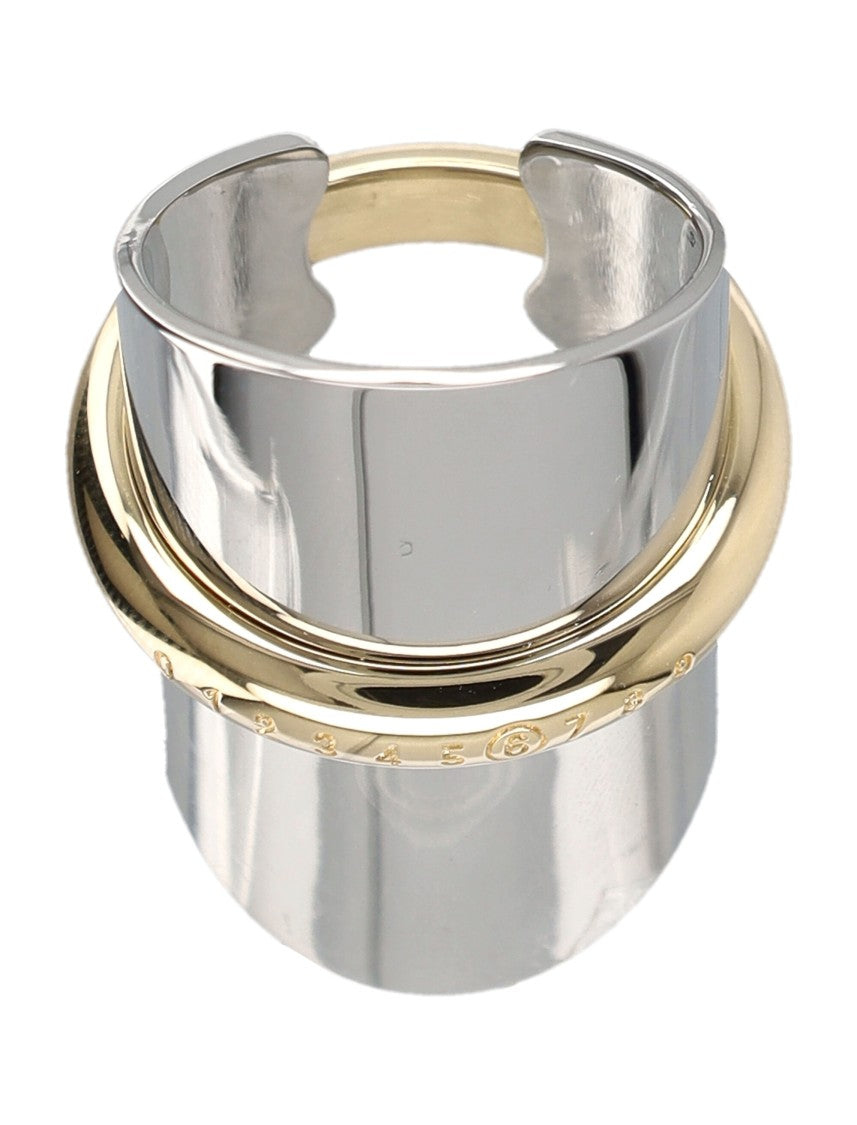 Mm6 By Maison Margiela Engraved Silver Gold Open Ring