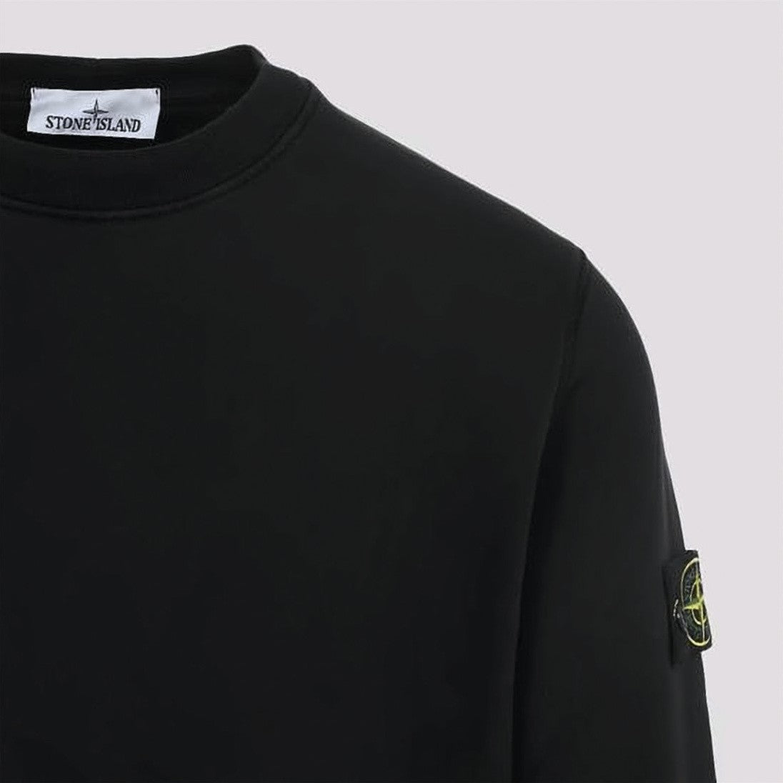 Stone Island Long-Sleeve Crewneck Black Sweatshirt With Distinctive Patch Logo