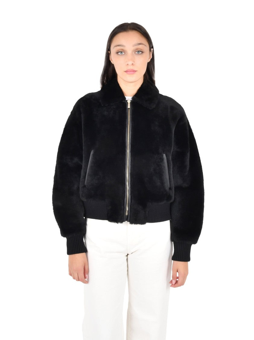 Max Mara Alpaca Fur Coat With Ribbed Wool Trim