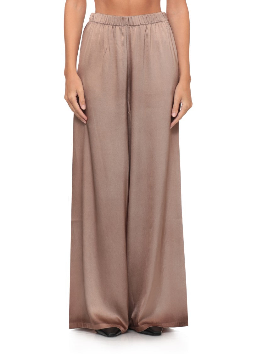 Avant Toi Wide Cut Silk Trousers With Elastic Waistband