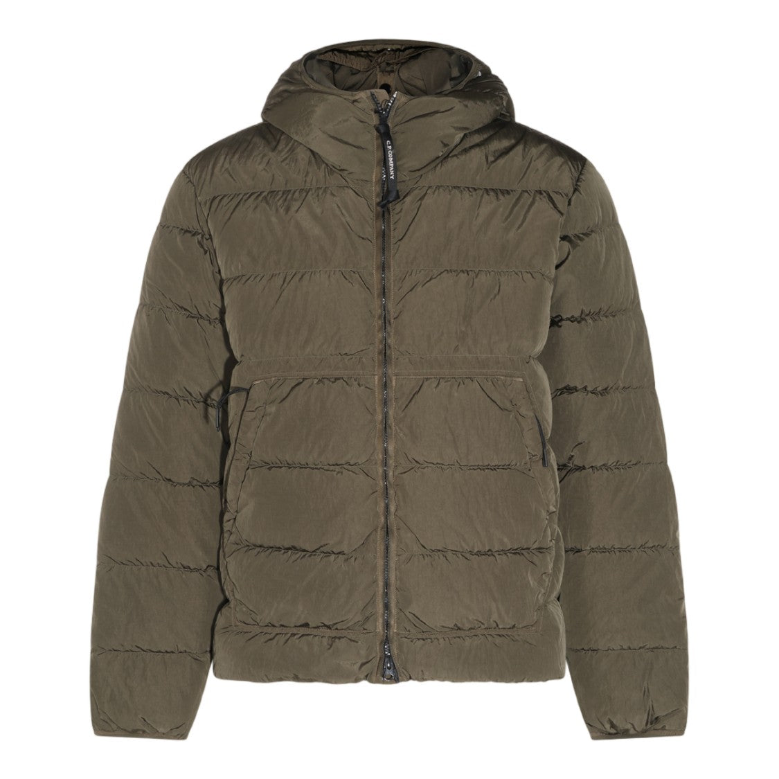 C.P. Company Quilted Green Hooded Jacket With Flap Pockets