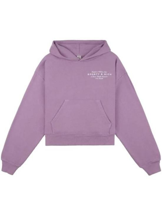 Sporty And Rich Cropped Hoodie With Relaxed Fit And Logo Detail
