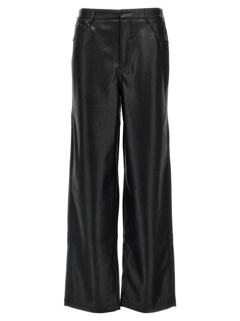 Rotate Birger Christensen Wide-Leg Five-Pocket Pants With Leather-Effect Finish