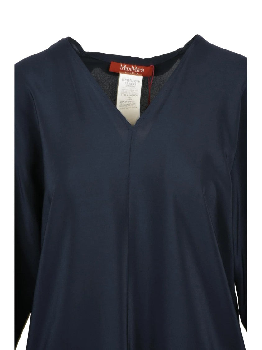 Max Mara Caco Blouse In Flowing Silk With Tie Neckline
