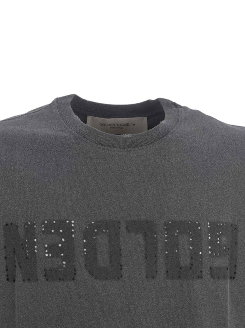 Golden Goose Distressed Grey Cotton T-Shirt