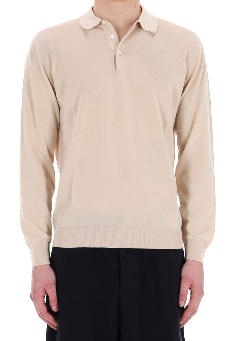 Drumohr Superlight Long Sleeve Cotton Polo