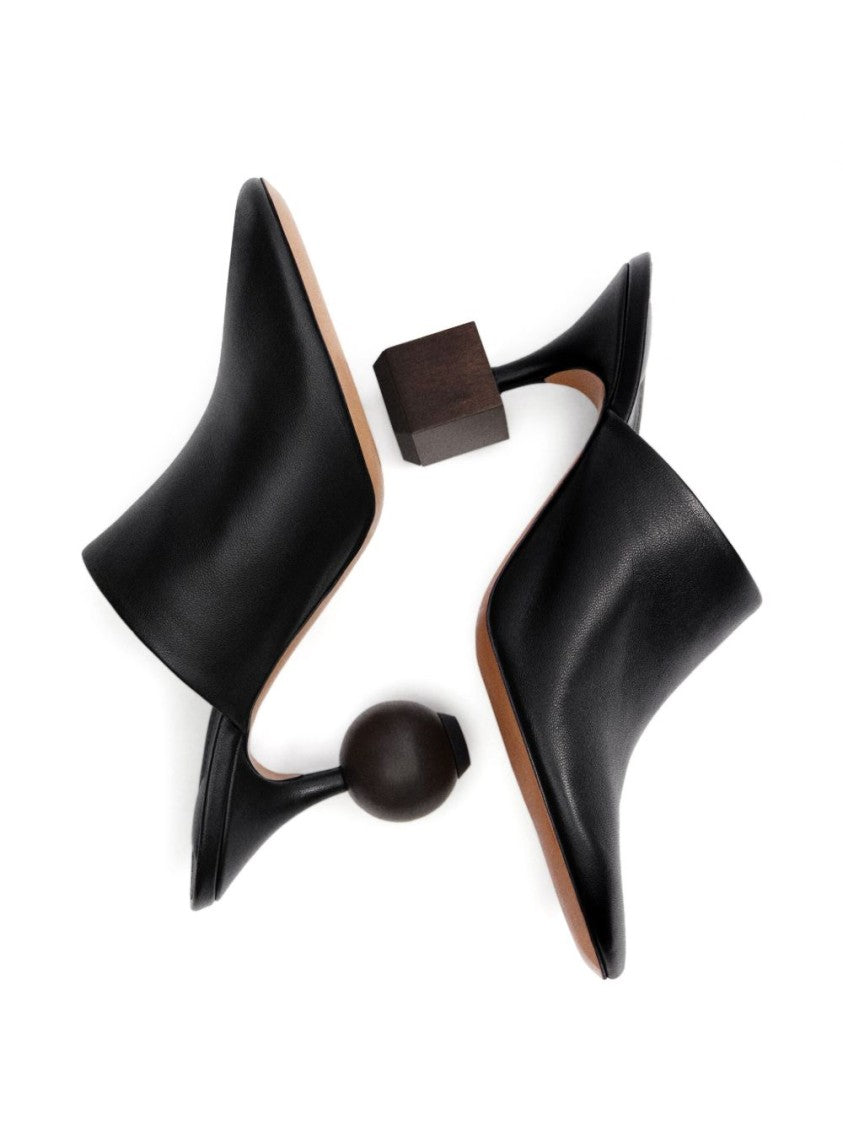 Jacquemus Black Round Toe High Heel Sandals
