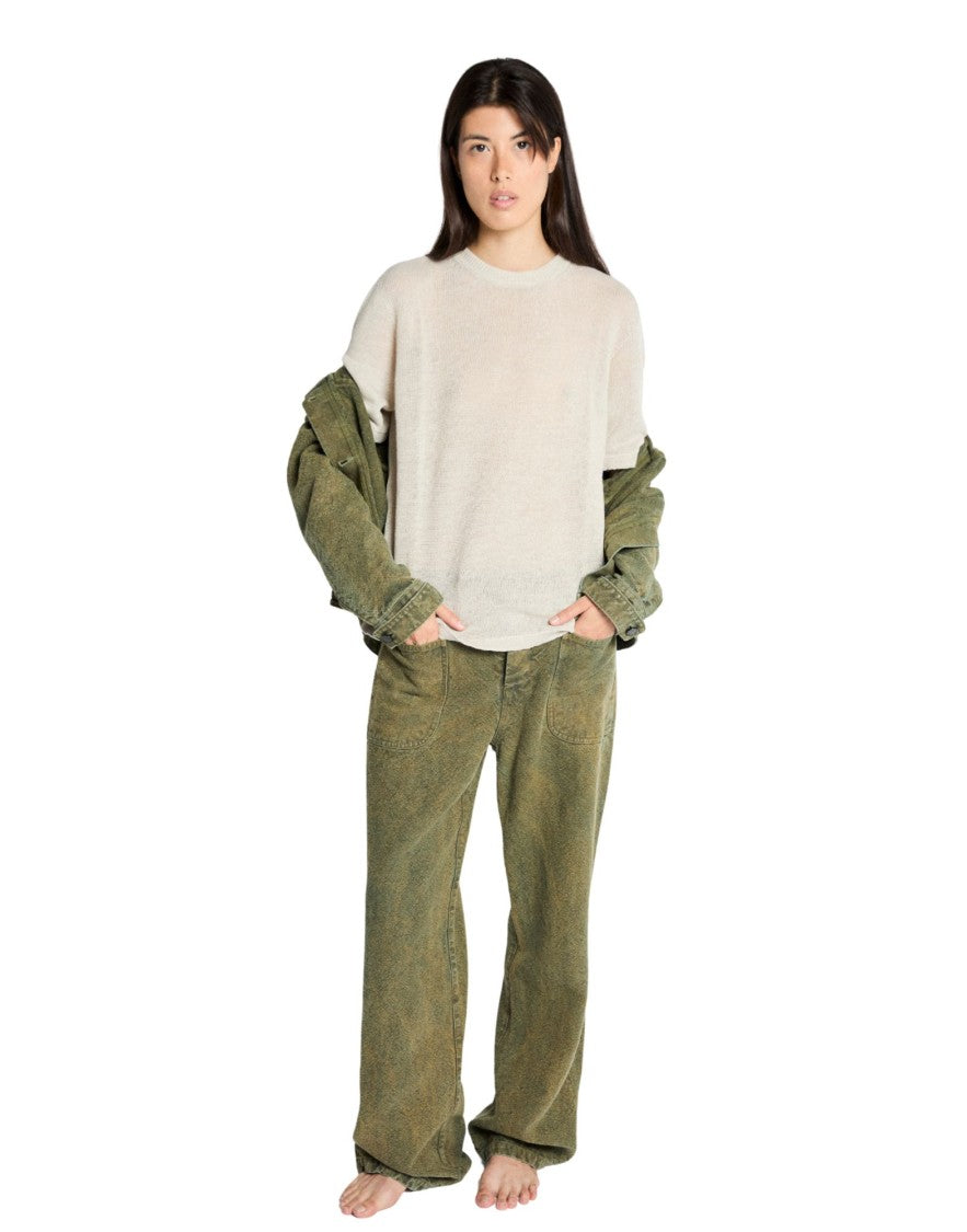 Origin Of Line Cream Hemp Knit Garment Dyed T-Shirt