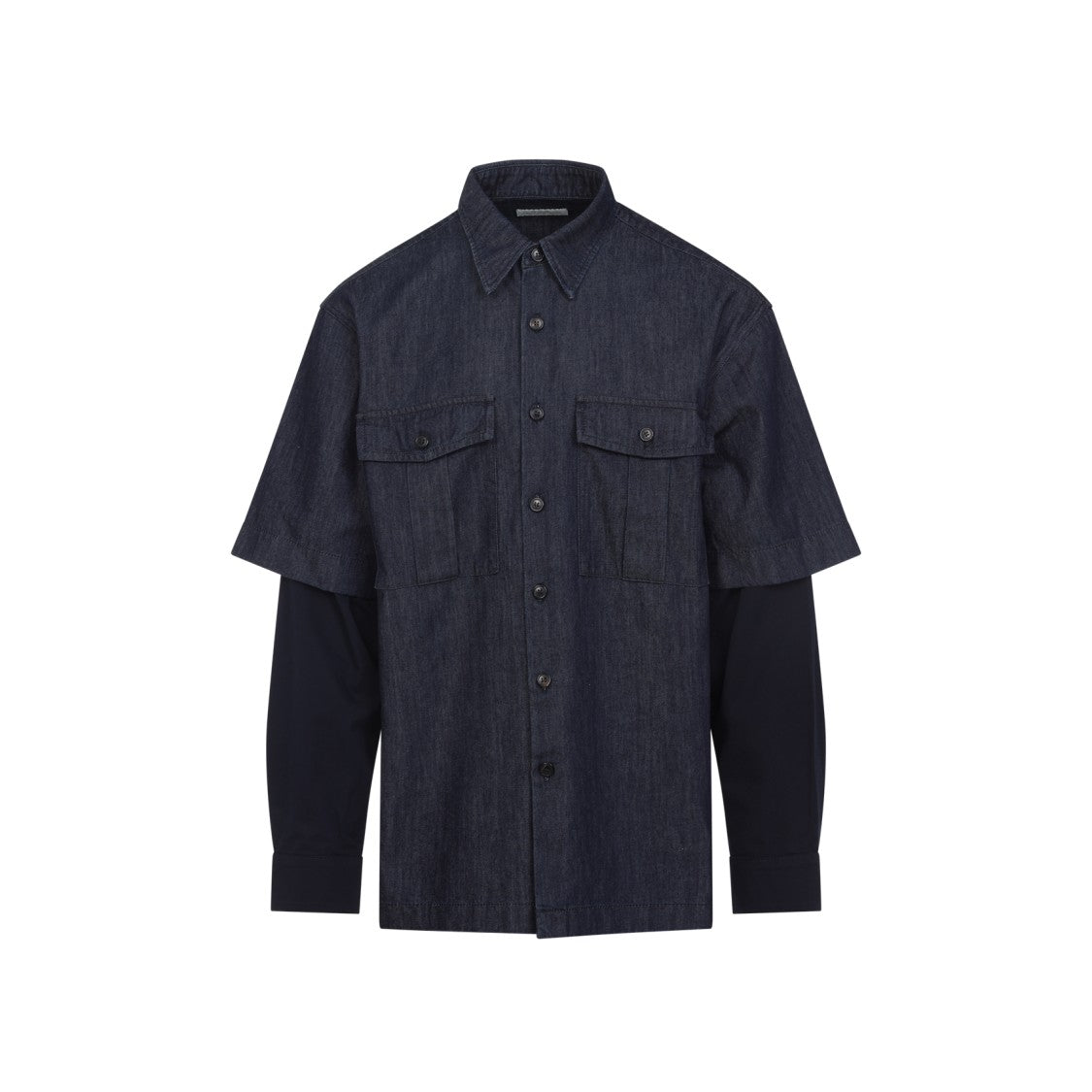 Dries Van Noten Layered Denim And Fabric Casual Shirt