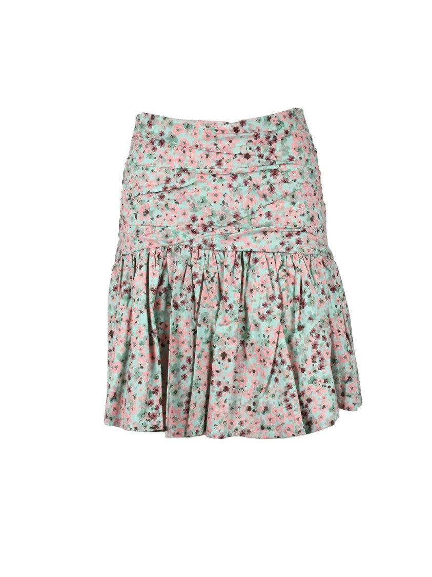 Weili Zheng Gathered Flared Mini Skirt In Soft Sage Green