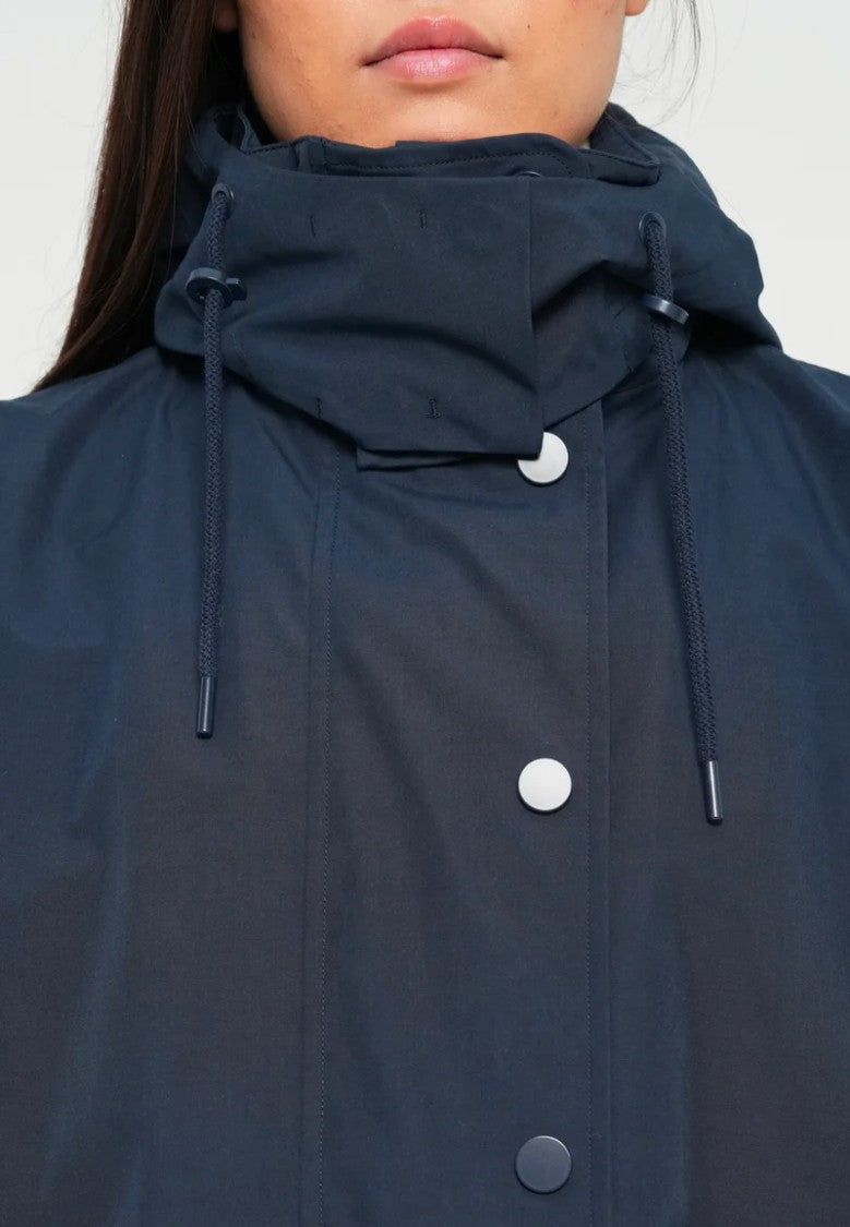 Max Mara Versatile Blue Raincoat With Drawstring Hood