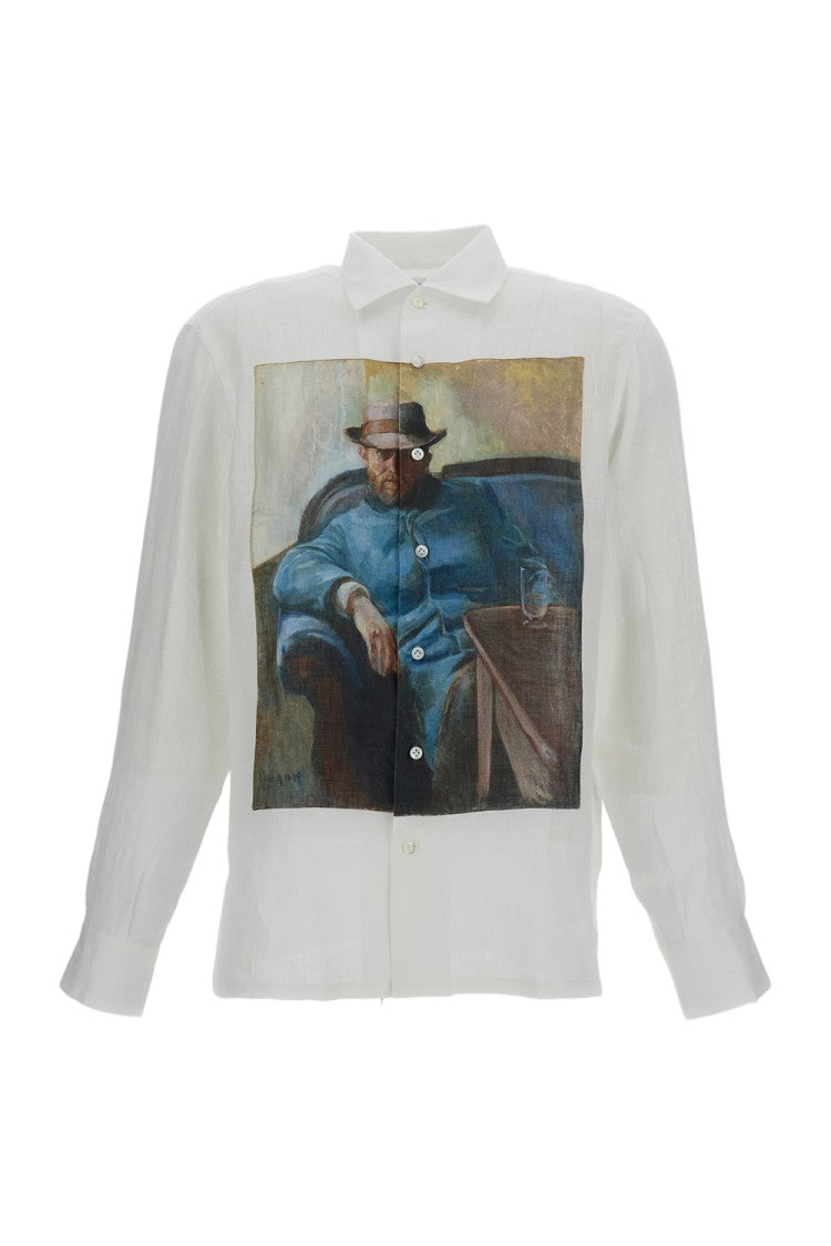 Junya Watanabe White Printed Edvard Munch Linen Shirt