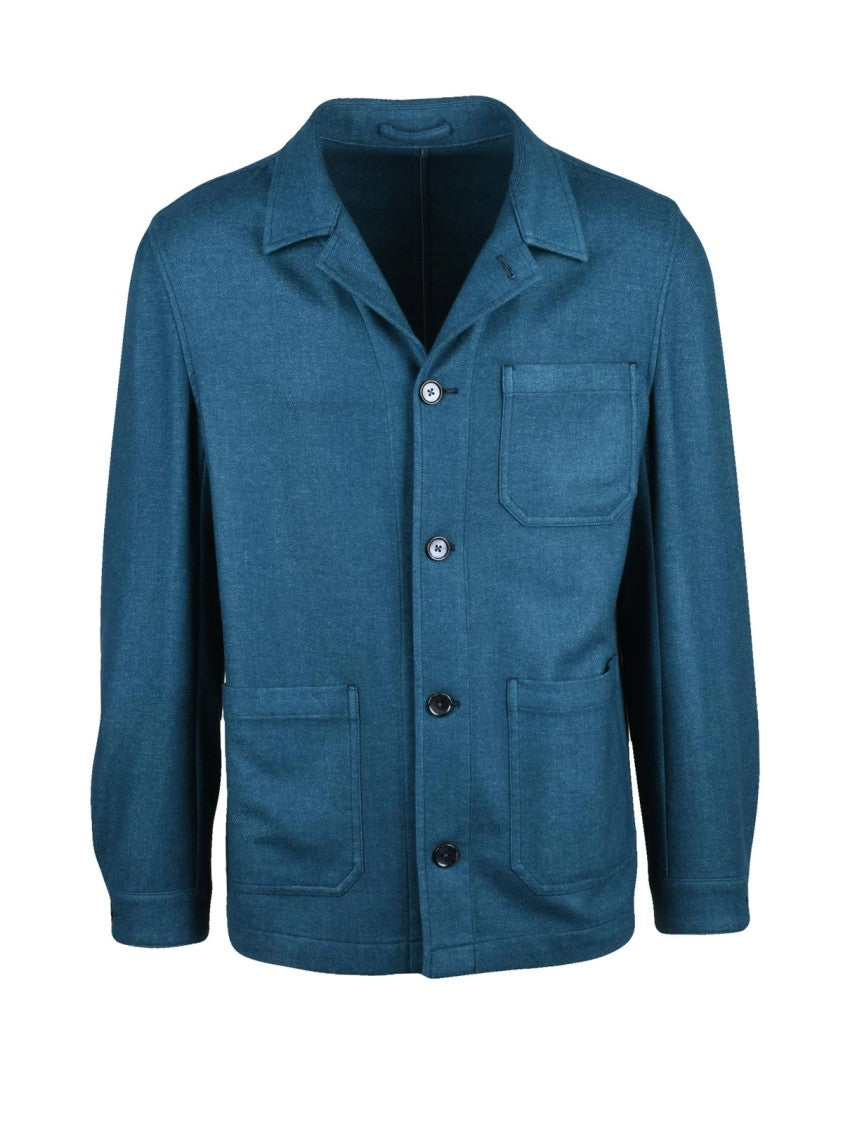 L.B.M. 1911 Shirt Jacket In Deep Blue Wool-Polyester Blend