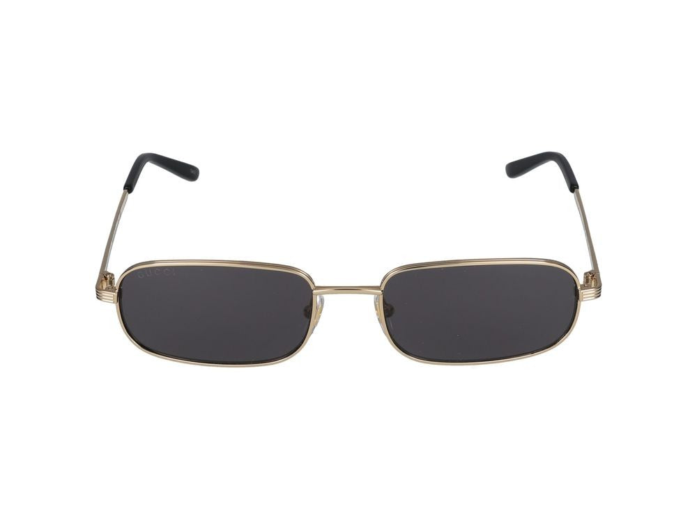 Gucci Gold Metal Frame Rectangular Sunglasses