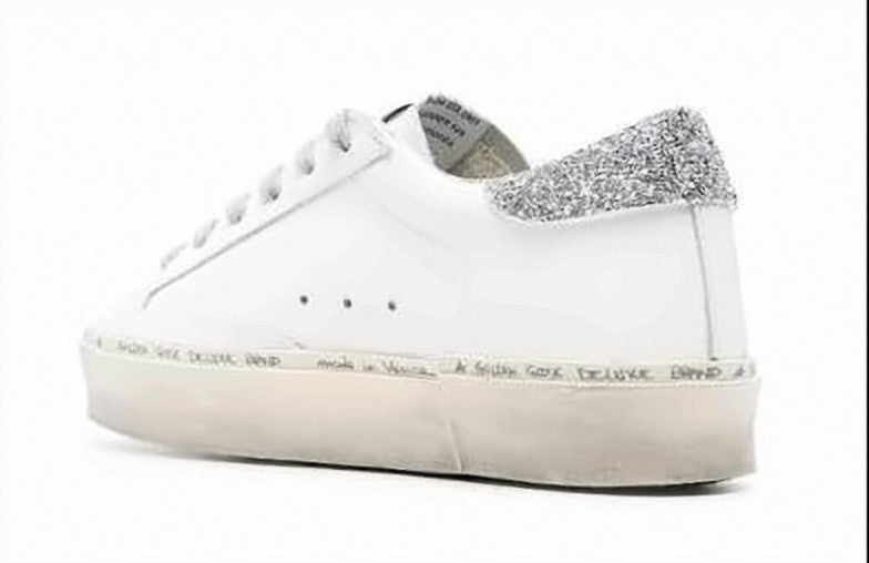 Golden Goose Low-Top Sneakers With Black Star Detail And Glitter Accents