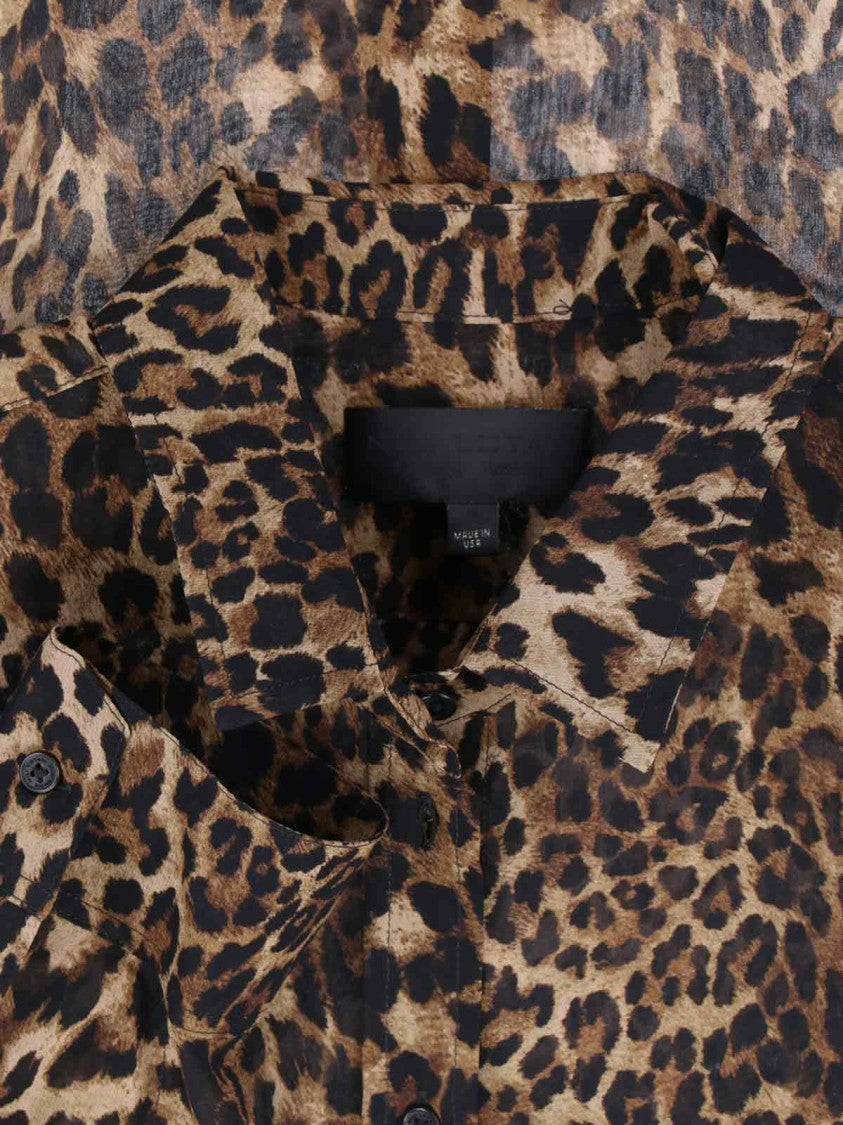 Nili Lotan Leopard Print Silk Shirt With Classic Collar