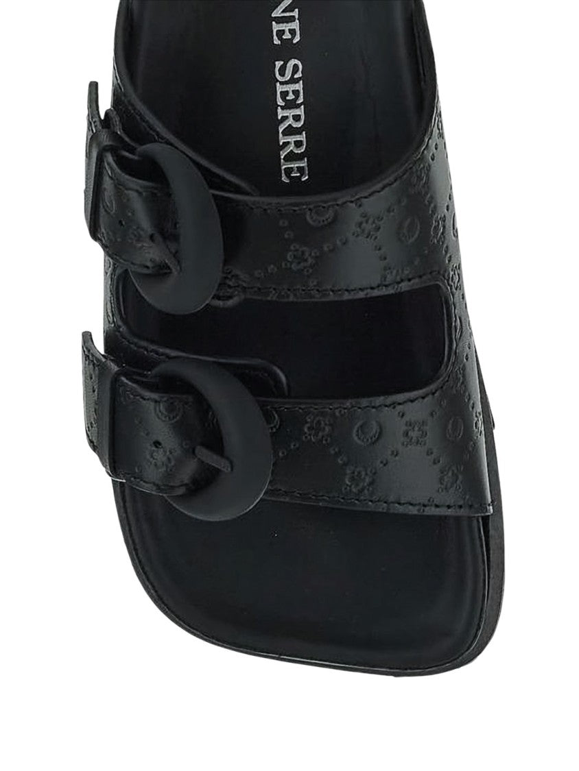 Marine Serre Black Lambskin Mule With Adjustable Straps