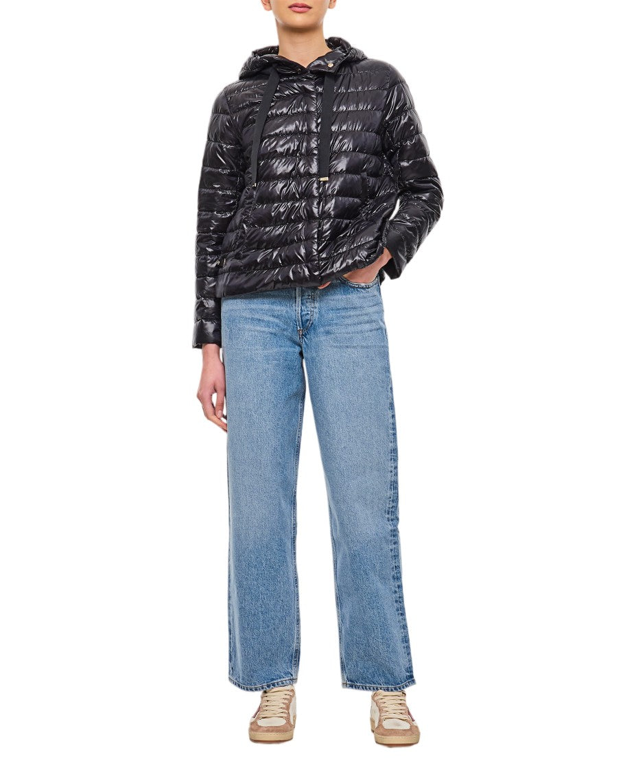 Herno Black Hooded Nylon Down Jacket