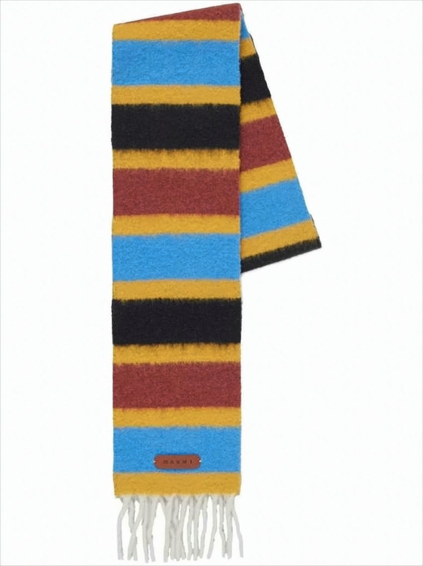 Marni Bold Striped Scarf With Fringed Edges