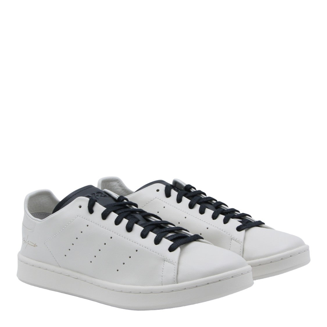 Y-3 Low-Top Leather Sneakers With Perforated Detailing