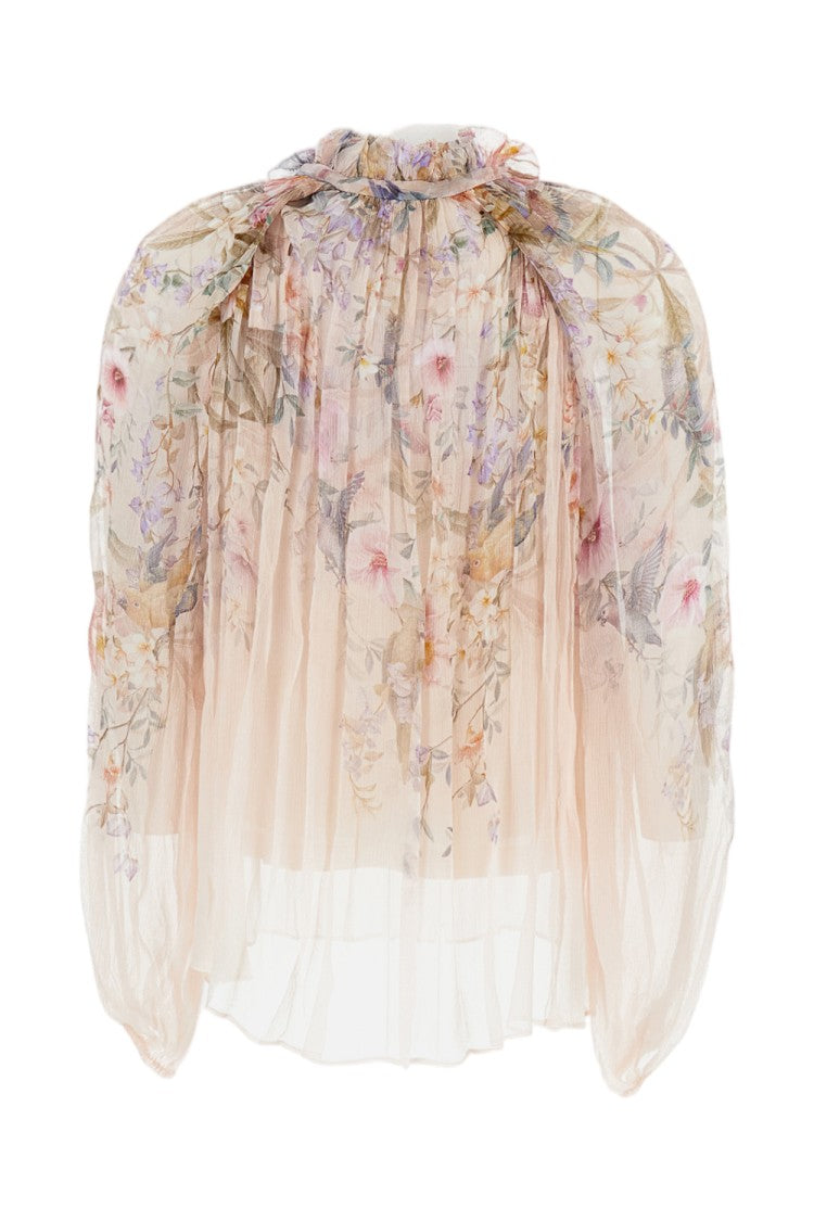 Zimmermann Billowing Blouse With V-Neckline And Rouleau Tie
