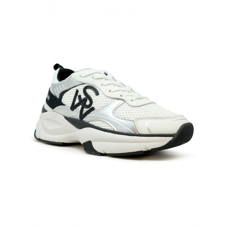 Stuart Weitzman Sh318 Black And White Calf Leather Sw Trainer