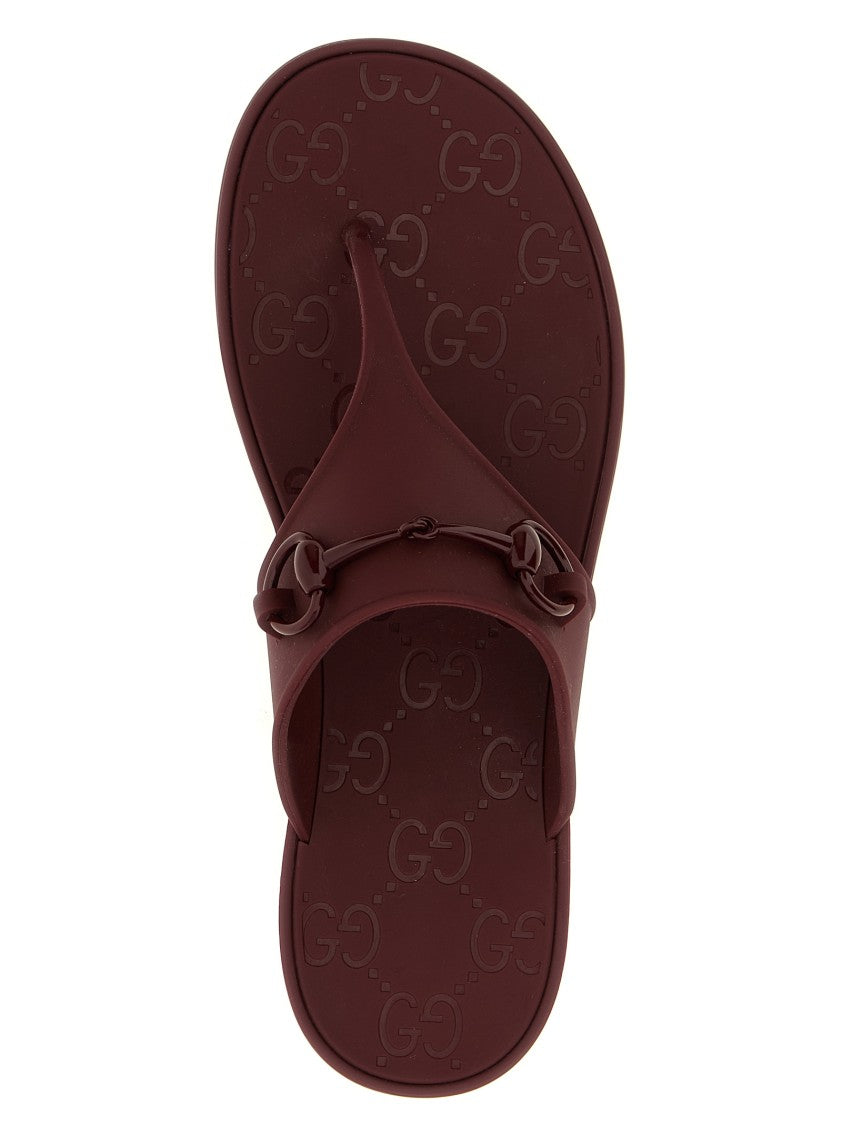 Gucci Burgundy Rubber Thong Sandals With Tone-On-Tone Clamp Detail