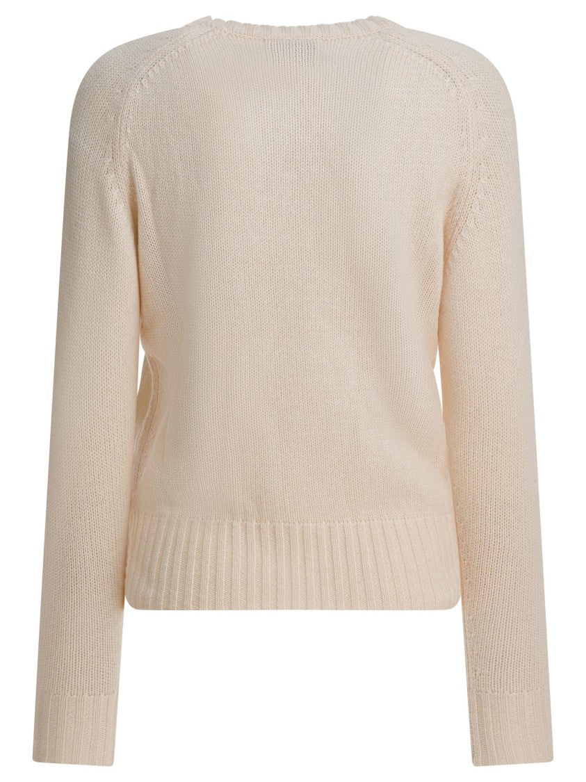 Ines De La Fressange Beige Knit Sweater With Classic Round Neckline