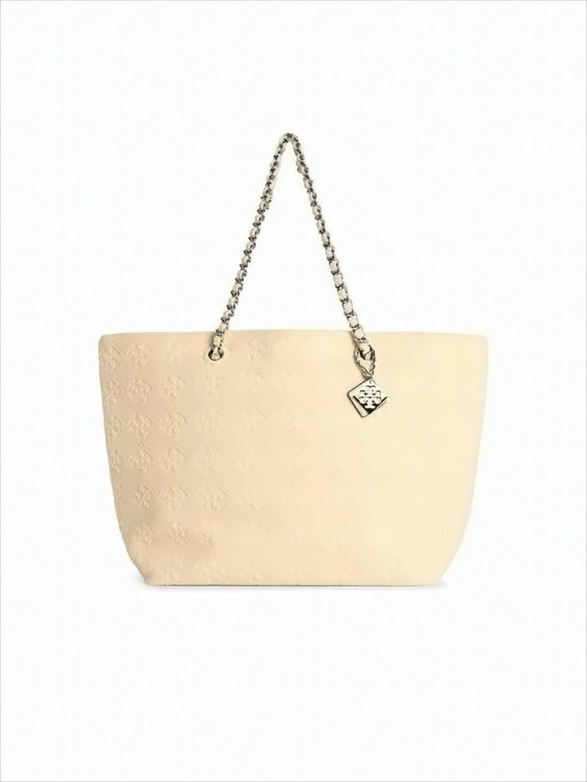 Tory Burch Rectangular Cotton Shoulder Bag With Embossed Detailing